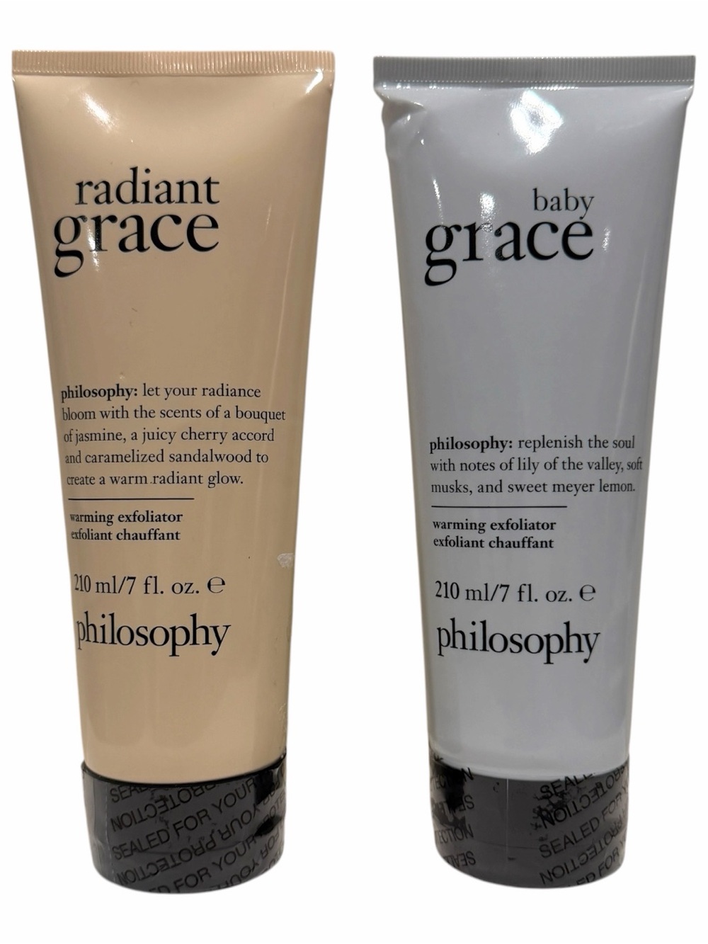 X 2 Philosophy  RADIANT & BABY GRACE Warming Exfoliator 210 ml/ 7 oz ea  NEW
